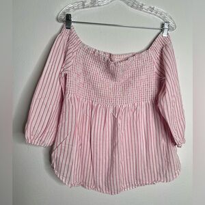 No BounfarieWomen's Off Shoulder Shirt Puff Sleeve Ruched Size XL